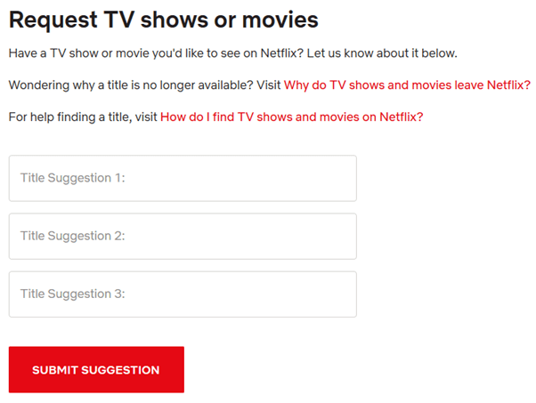 Netflix Request Form